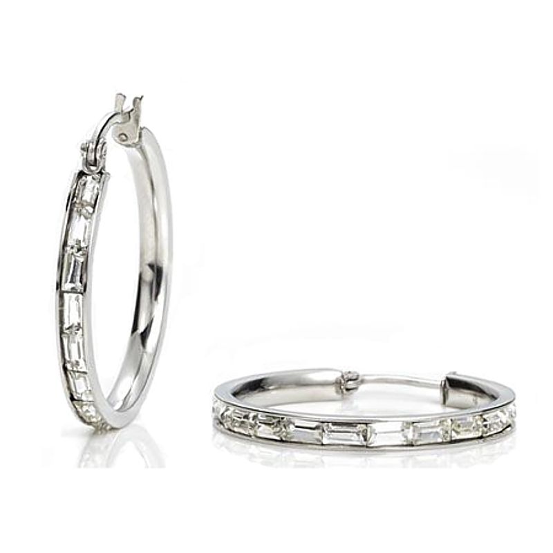 STEELX Clear Baguette Crystal Hoops - ER362 STEELX Clear Baguette Crystal Hoops - ER362